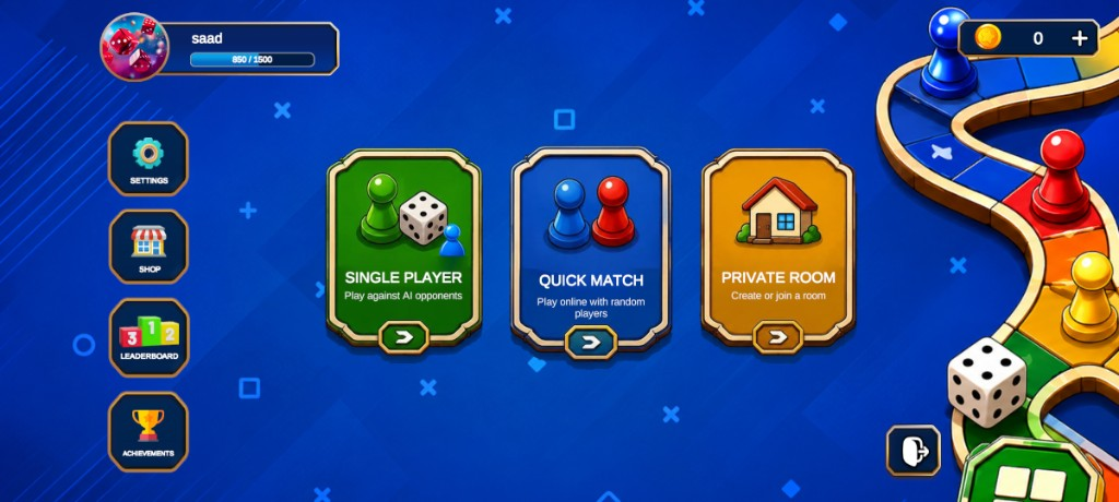 Sadoh! main menu with Single Player, Quick Match, and Private Room