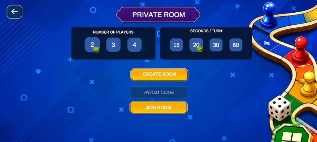 Sadoh! private room create and join screen